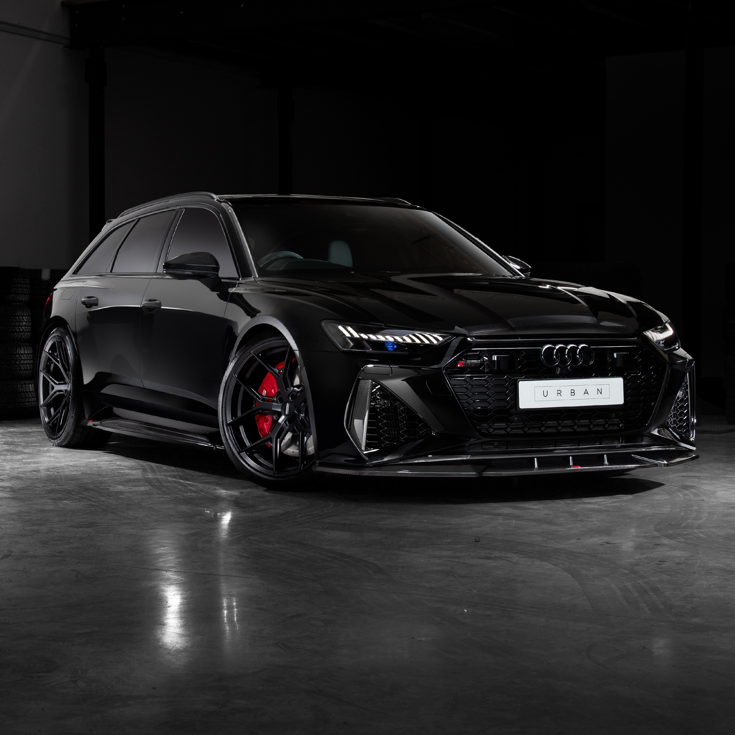 Audi C8 RS6 / RS7 Front Splitter with URBAN Branding - Visual Carbon Fibre with URBAN Emblem