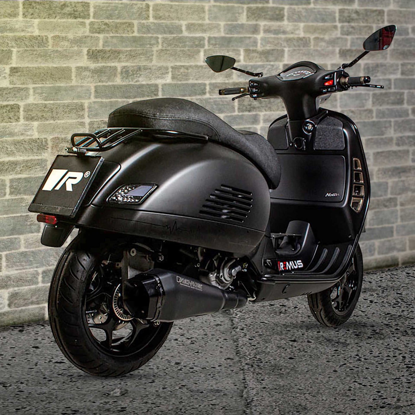 Notte Slip On Exhaust for Vespa GTS 300 HPE — Headers + Silencer Black (#1)