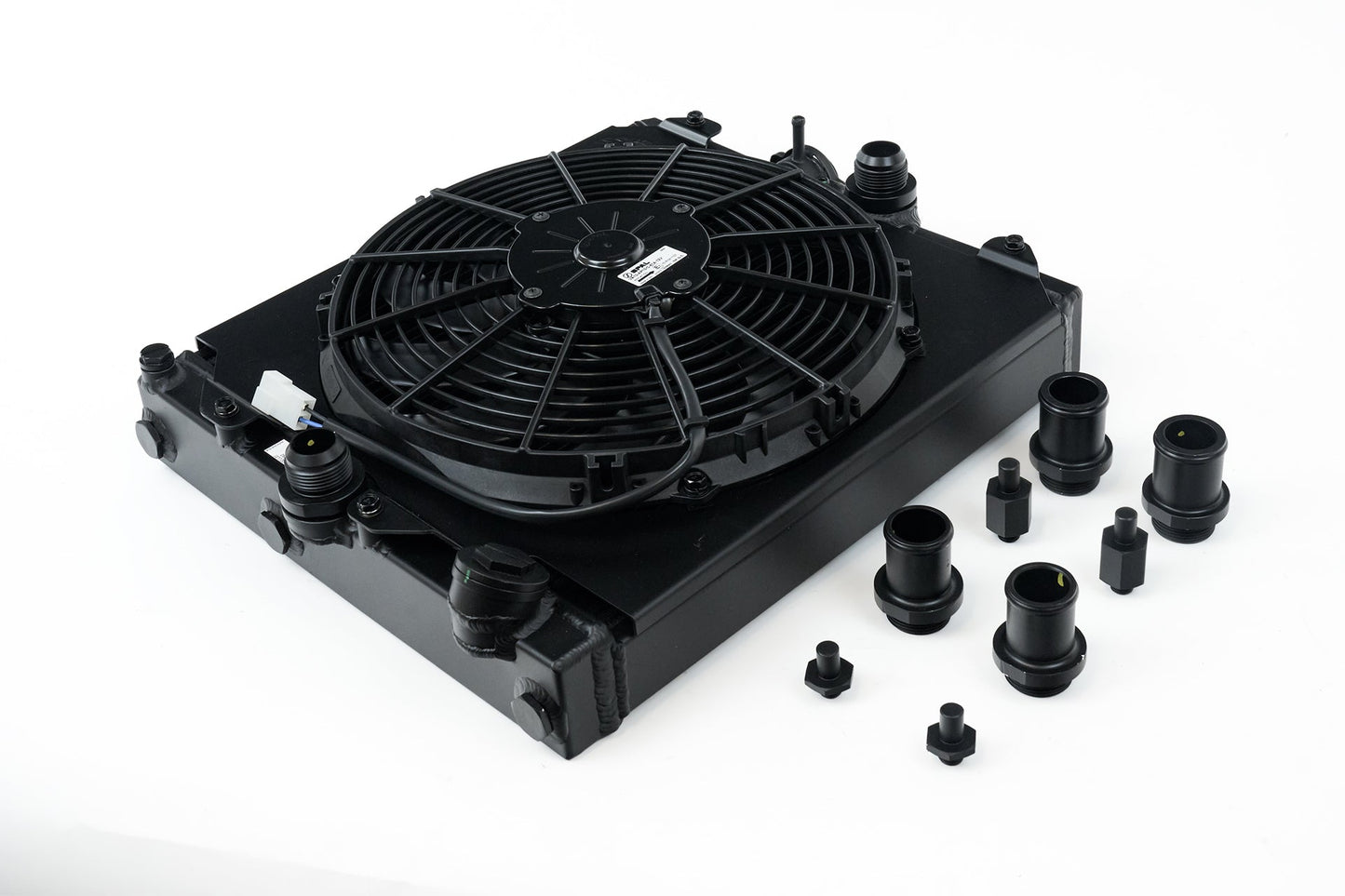 Mitsubitshi Evo 7/8/9 + Honda Civic 92-00 Universal Half Radiator Black w/ 12" SPAL Fan