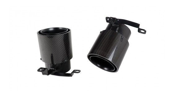 Ferrari F8 Carbon Tailpipes Set - Stainless Steel Black