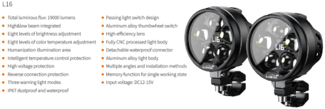 L16 High&Low Beam Auxiliary Light (Black)