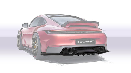 Porsche 992.2 GTS Rear diffuser, exposed carbon fiber, glossy