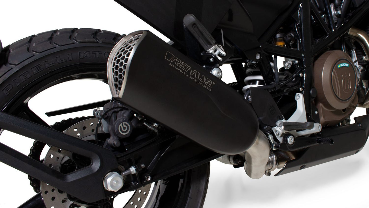 NXT Slip On Exhaust for Husqvarna 701 Vitpilen & Svartpilen — Connection Tube + Racing Black (#2)
