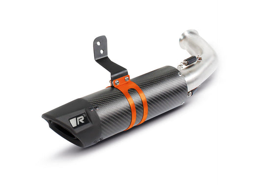 SPORT FLOW Slip on Exhaust for KTM 390 Adventure — Connection Tube + Racing Sport Silencer Carbon (#1)