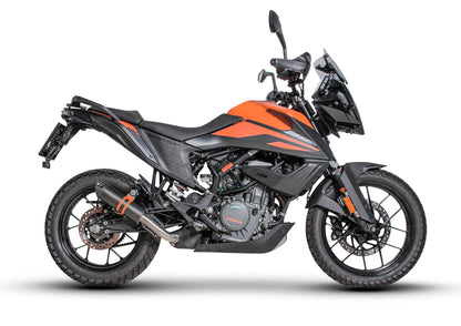 SPORT FLOW Slip on Exhaust for KTM 390 Adventure — Connection Tube + Racing Sport Silencer Carbon (#1)