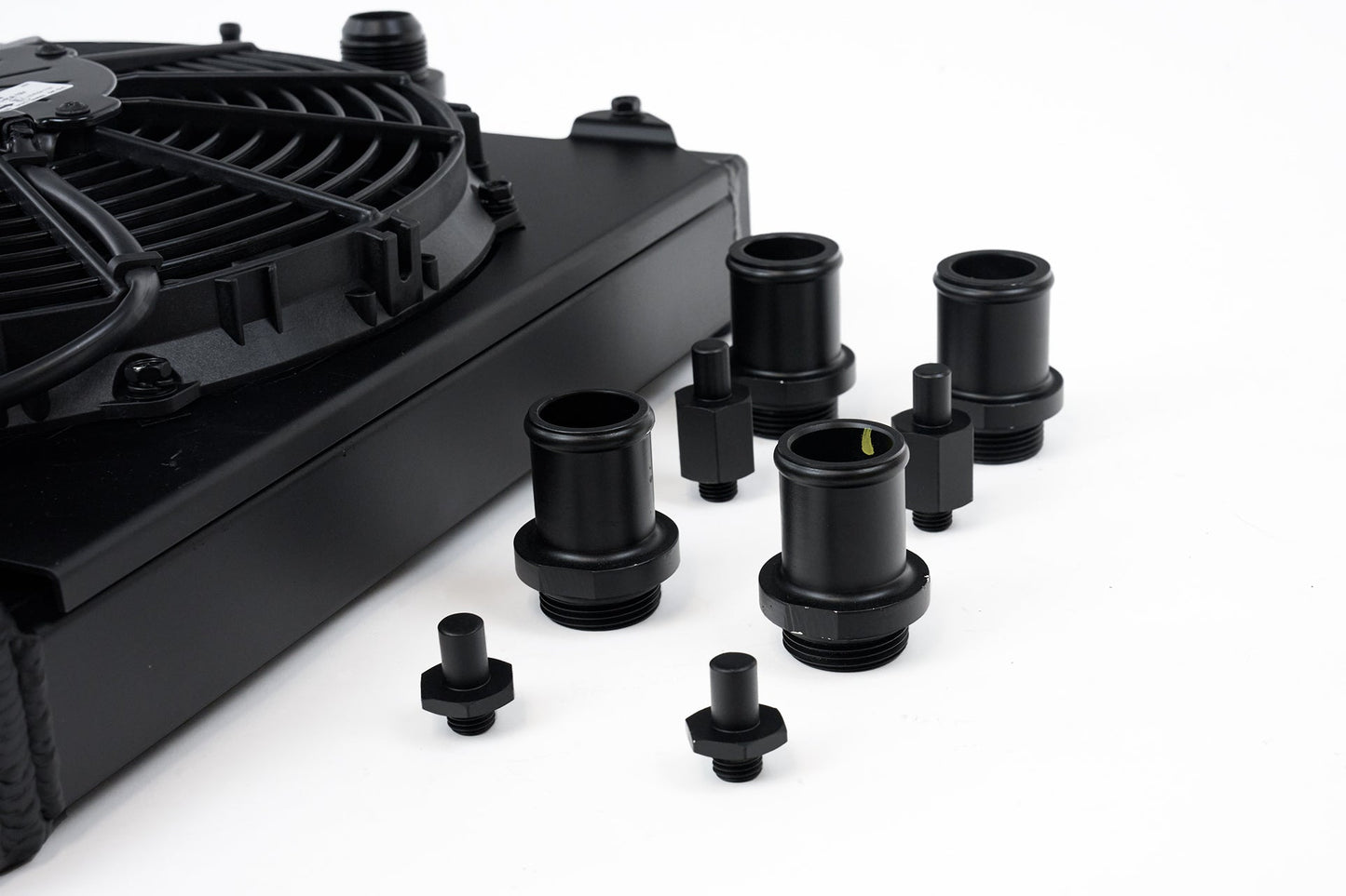 Mitsubitshi Evo 7/8/9 + Honda Civic 92-00 Universal Half Radiator Black w/ 12" SPAL Fan
