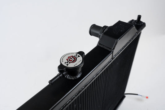 Mitsubishi Evo 4-9 Full Size Slim Radiator Black w/ 12" SPAL Fan