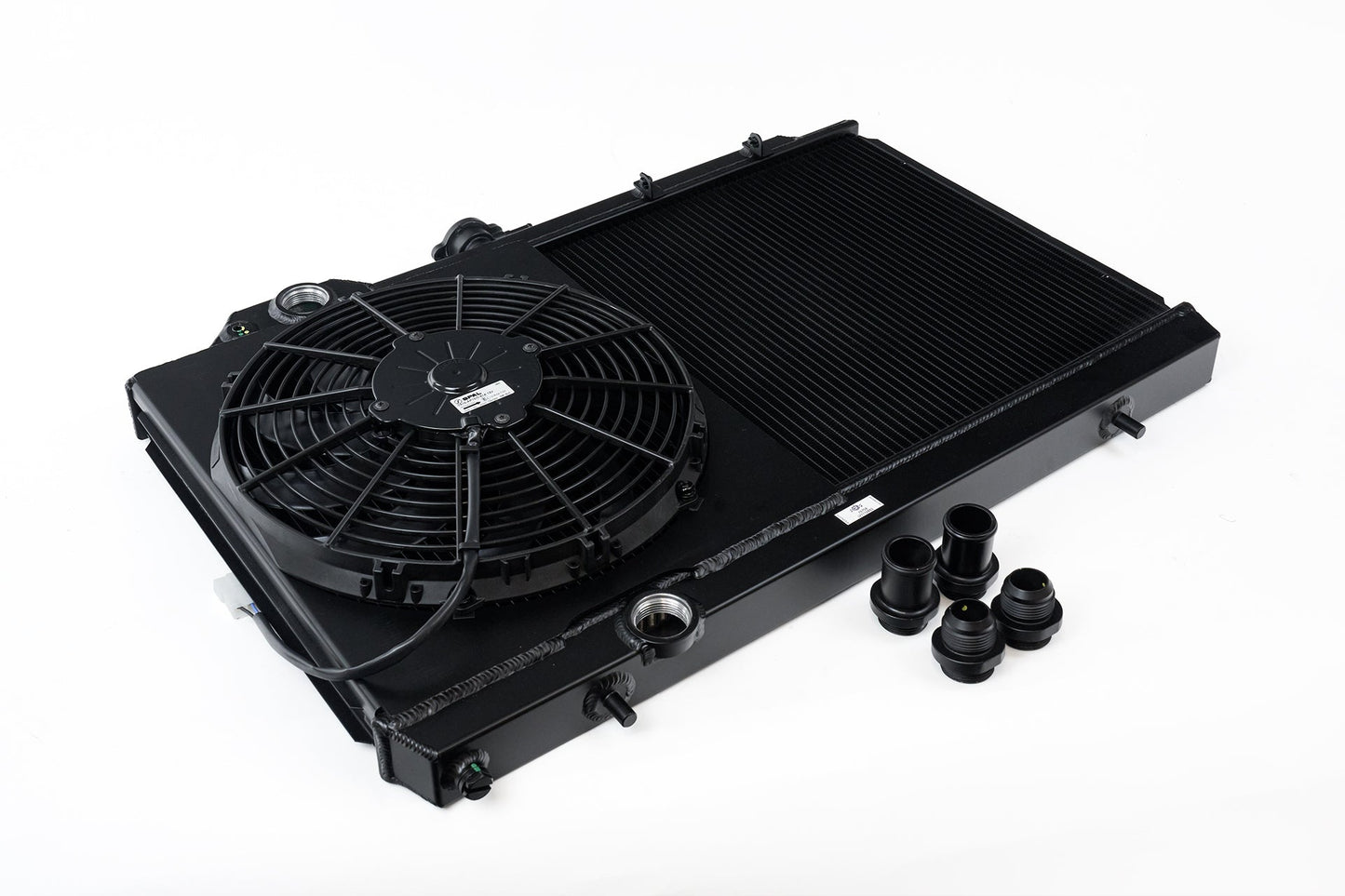 Mitsubishi Evo 4-9 Full Size Slim Radiator Black w/ 12" SPAL Fan