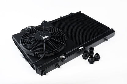 Mitsubishi Evo 4-9 Full Size Slim Radiator Black w/ 12" SPAL Fan