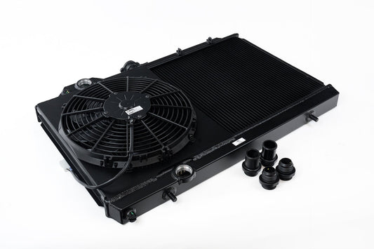 Mitsubishi Evo 4-9 Full Size Slim Radiator Black w/ 12" SPAL Fan
