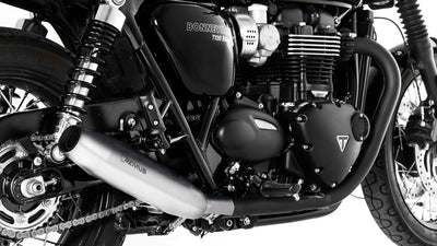 Triumph Bonneville T120 Black CUSTOM Tapered silencer left Ø 84 mm, Stainless steel chrome