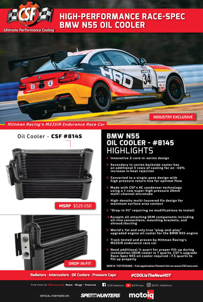 BMW F20/F21/F22/F23 135i/235i (N55) / F30/F31 335i(X) / Hybrid 3 11-16 Race-Spec Oil Cooler