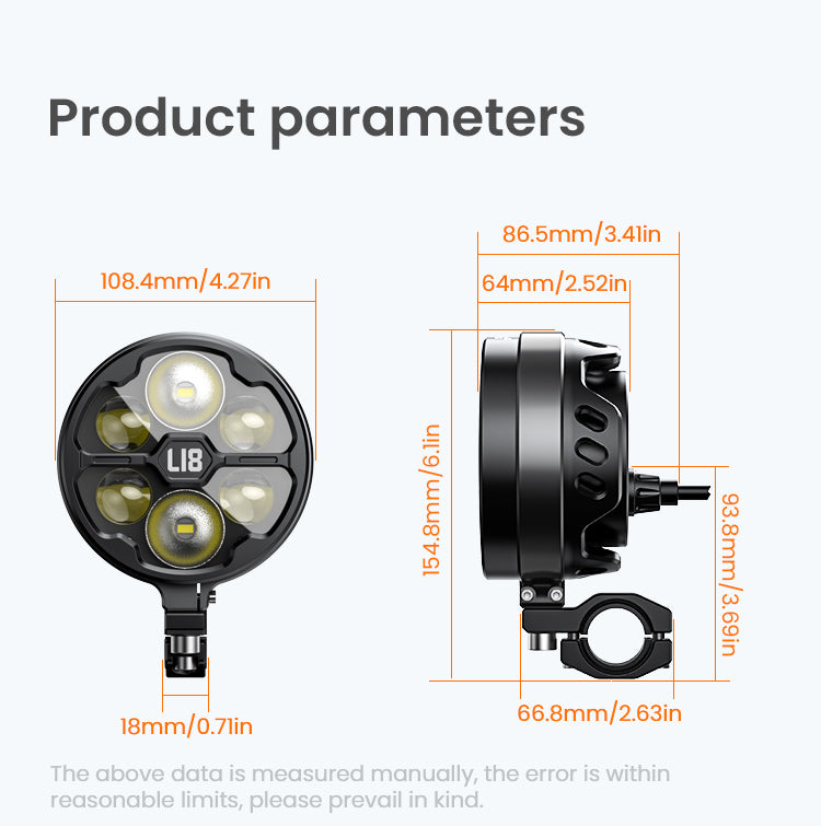 L18S High&Low Beam Auxiliary Light (Black)