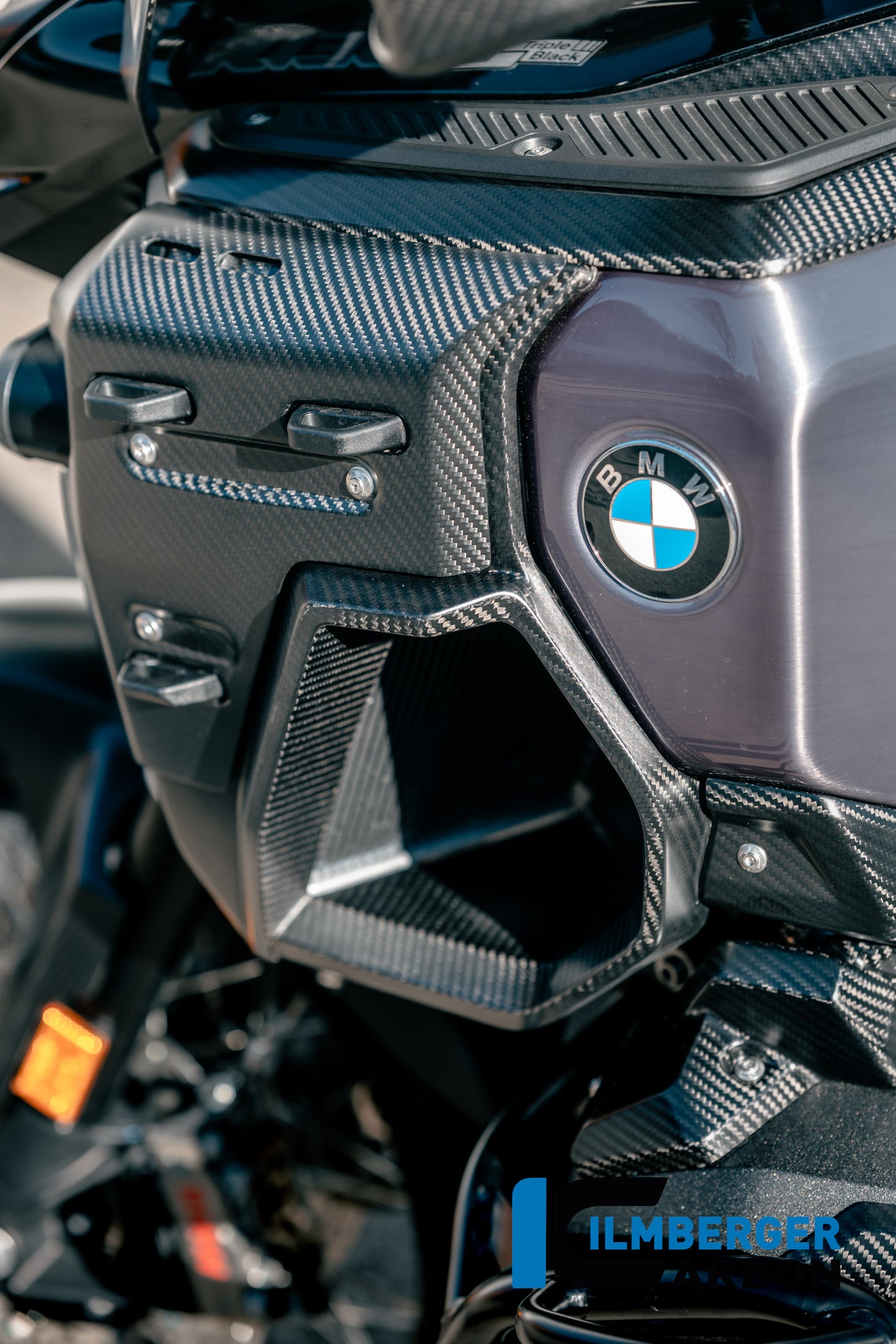 Water radiator cover left with holes for the case holder carbon matte R 1300 GS Adventure