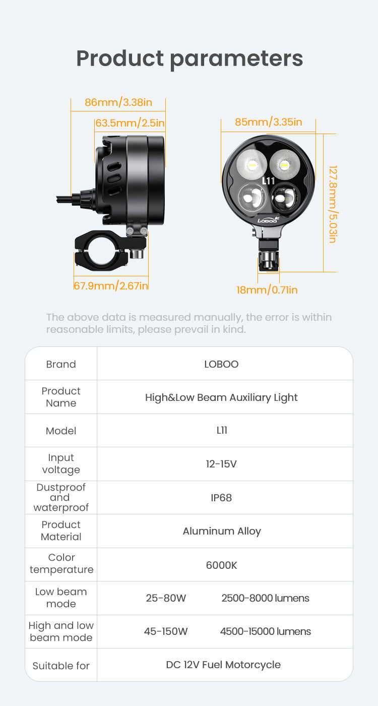 L11 High&Low Beam Auxiliary Light (Black)