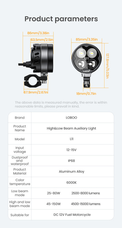 L11 High&Low Beam Auxiliary Light (Black)