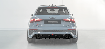 Audi RS3 8Y Hatchback Rear Diffuser with Bumper Sills - Visual Carbon Fibre with URBAN Emblem