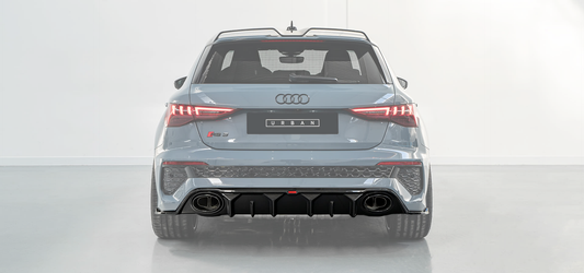 Audi RS3 8Y Hatchback Rear Diffuser with Bumper Sills - Visual Carbon Fibre with URBAN Emblem