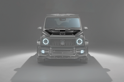 Mercedes W465 G-Wagon Aerokit / Widetrack Vented Bullnose Bonnet with Urban Emblem - Body Colour with Visual Carbon Fibre Vents