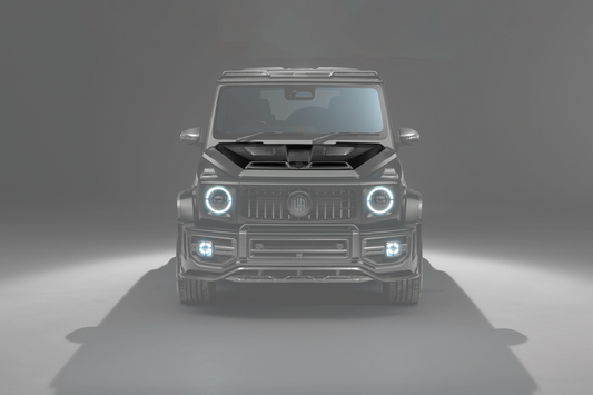 Mercedes W465 G-Wagon Aerokit / Widetrack Vented Bullnose Bonnet with Urban Emblem - Body Colour with Visual Carbon Fibre Vents